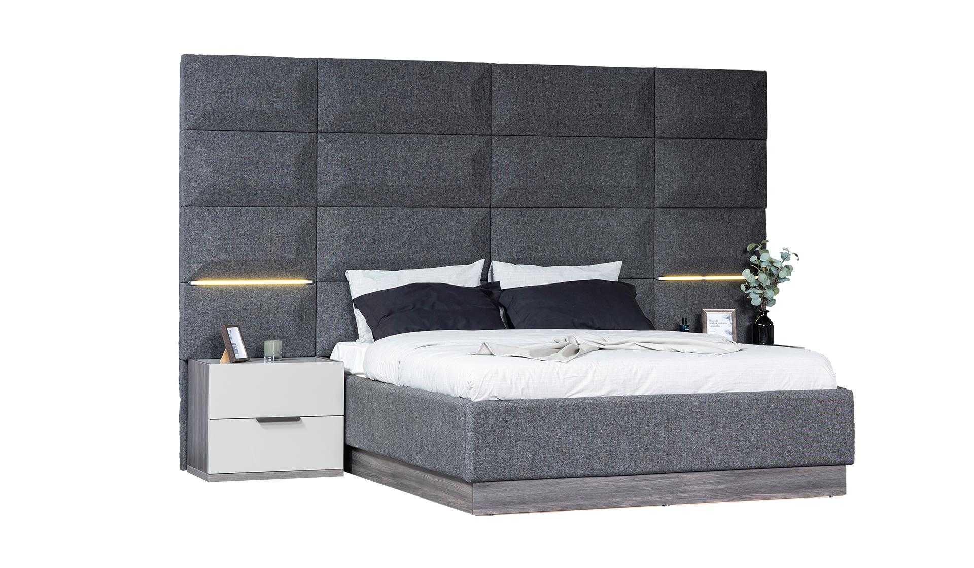 Grey Bedroom Set Complete Furniture Bed Wardrobe Bedside Tables Furniture 5pcs Wood